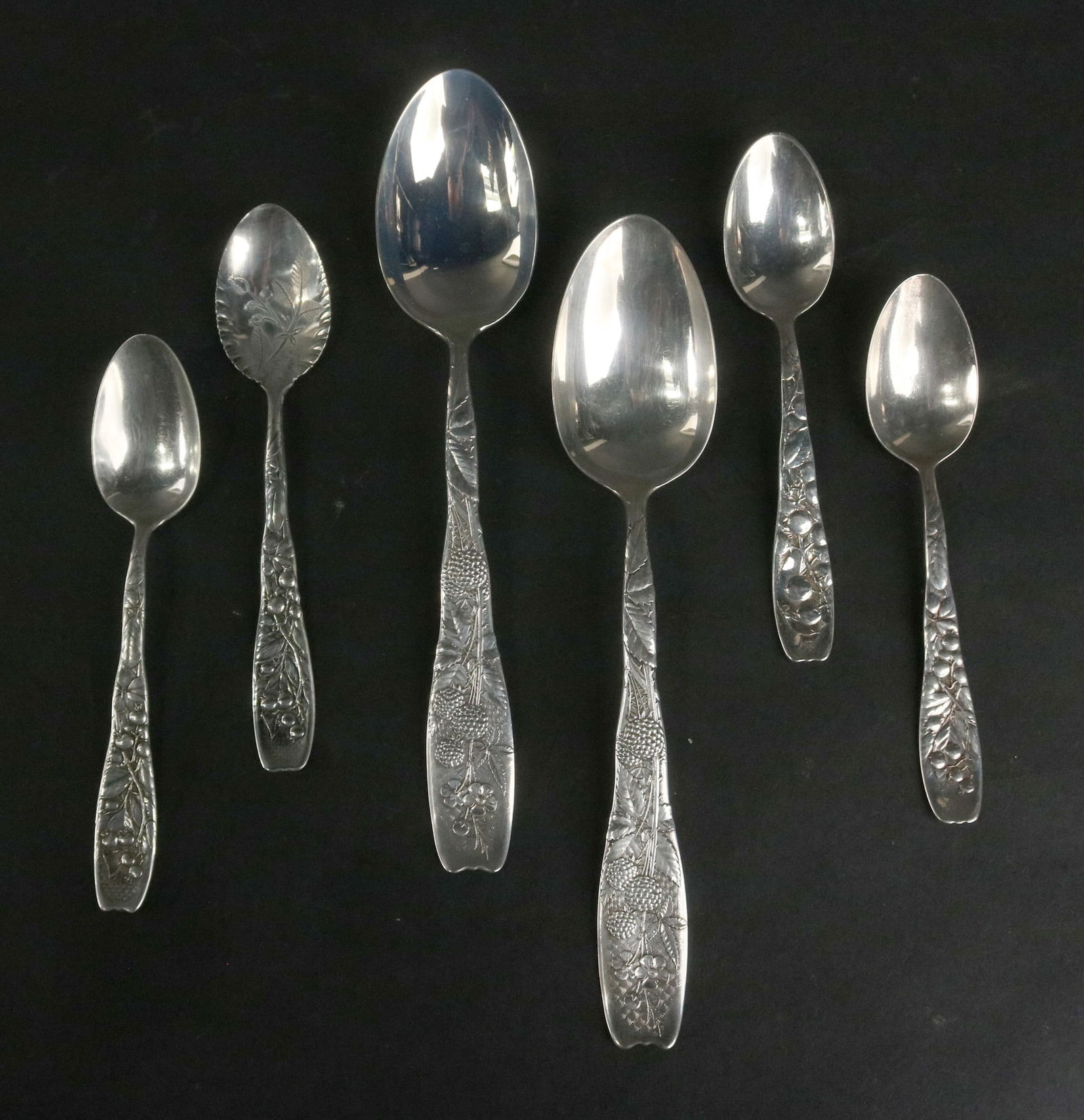 Whimsical 1880 Berry Pattern Sterling Silver Spoons (1 of 10)