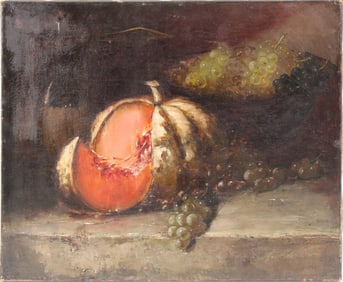 Emil Carlsen, 1853-1932, Still Life of Squash and Grapes, Oil on Canvas