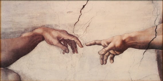 Michelangelo Buonarroti, Italian 1475-1564, Hand Of God, The Creation of Adam, Print