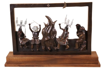 Vincent Kaydahzinne, American 1952-2017, Apache Way of Life, Bronze Sculpture