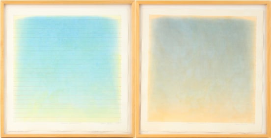 Power Boothe, 1945, Primary Color Drift #2 and Orange Wash, Blue Drift, Acrylic Wah on Paper