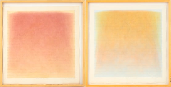 Power Boothe, 1945, Blue Wash, Ochre to Acid Red Drift and Ochre Wash, Red Drift, Acrylic Wah on
