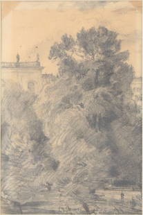 Lucien Jacques, French 1891-1961, Landscape with Tree, Graphite on Paper: Lucien JacquesFrench, 1891-1961Landscape with TreeGraphite on PaperSigned and dated l.c. 1906.Sight: 10 1/2 x 7 in. (26.7 x 17.8 cm.), Frame: 18 1/2 x 14 1/2 in. (47 x 36.8 cm.)