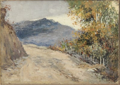 Mountain Path with Trees, Oil on Canvas