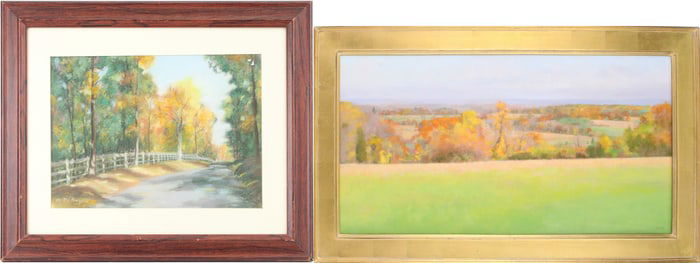 Midge Stires, Autumnal Landscape, Acrylic on Canvas
