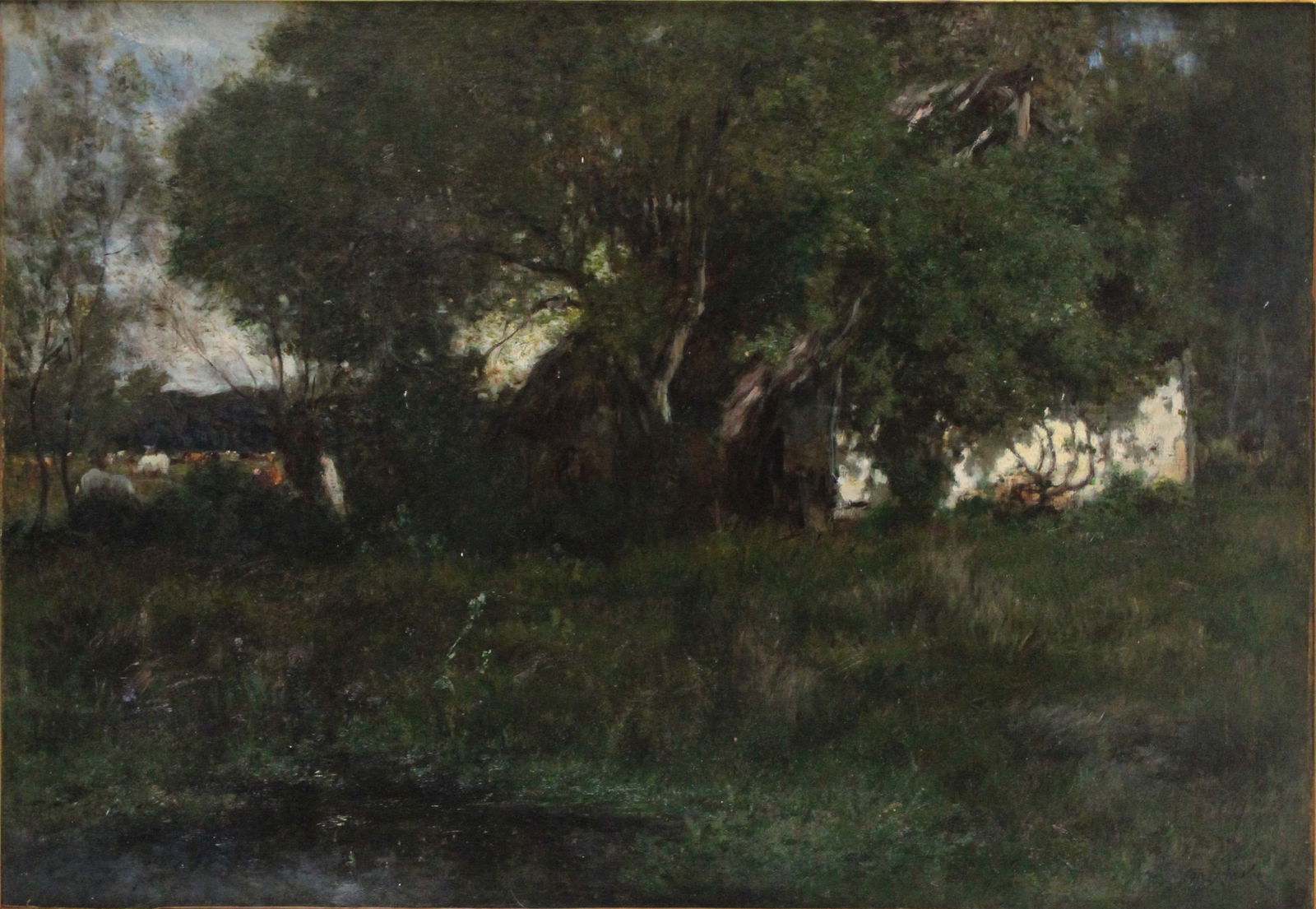 Emile van Marcke, 1827-1890, Pastoral Landscape at Twilight, Oil on Canvas (1 of 7)