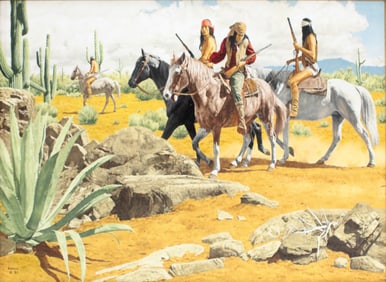 Stanley Borack, American 1927-1993, Apache Trackers, Oil on Canvas