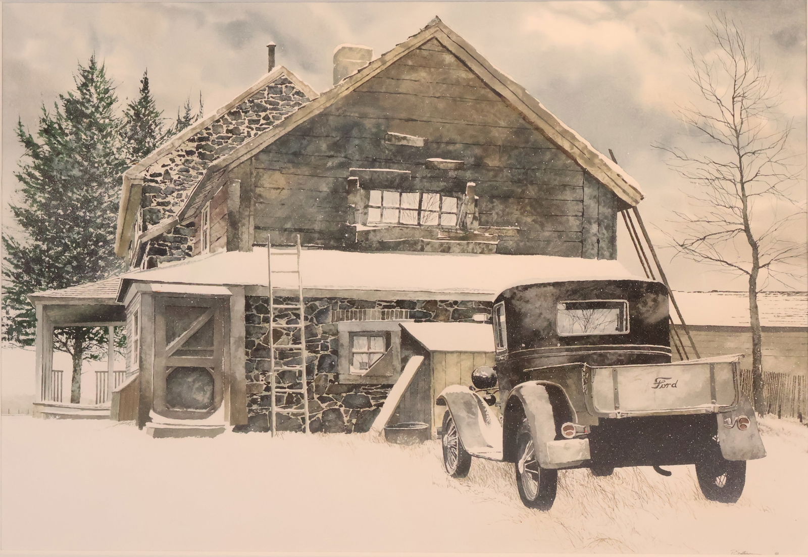 Peter Sculthorpe, Candadian/American 1948, Ford Truck Near Cabin in Winter, Watercolor on Paper (1 of 11)