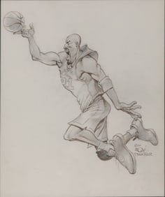Mort Drucker, 1929-2020, Basketball Player, Pencil and Ink on paper