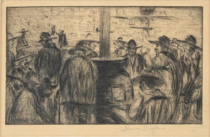Henry Ziegler, 1889-1968, Cowboys in Saloon, Etching