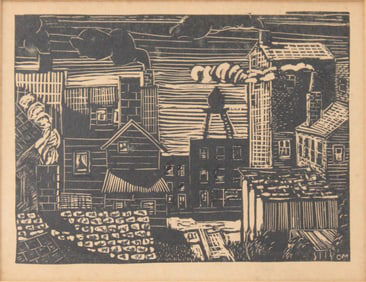 Christopher P H Jr Murphy, 1902-1973, Downtown Rochester, Woodcut
