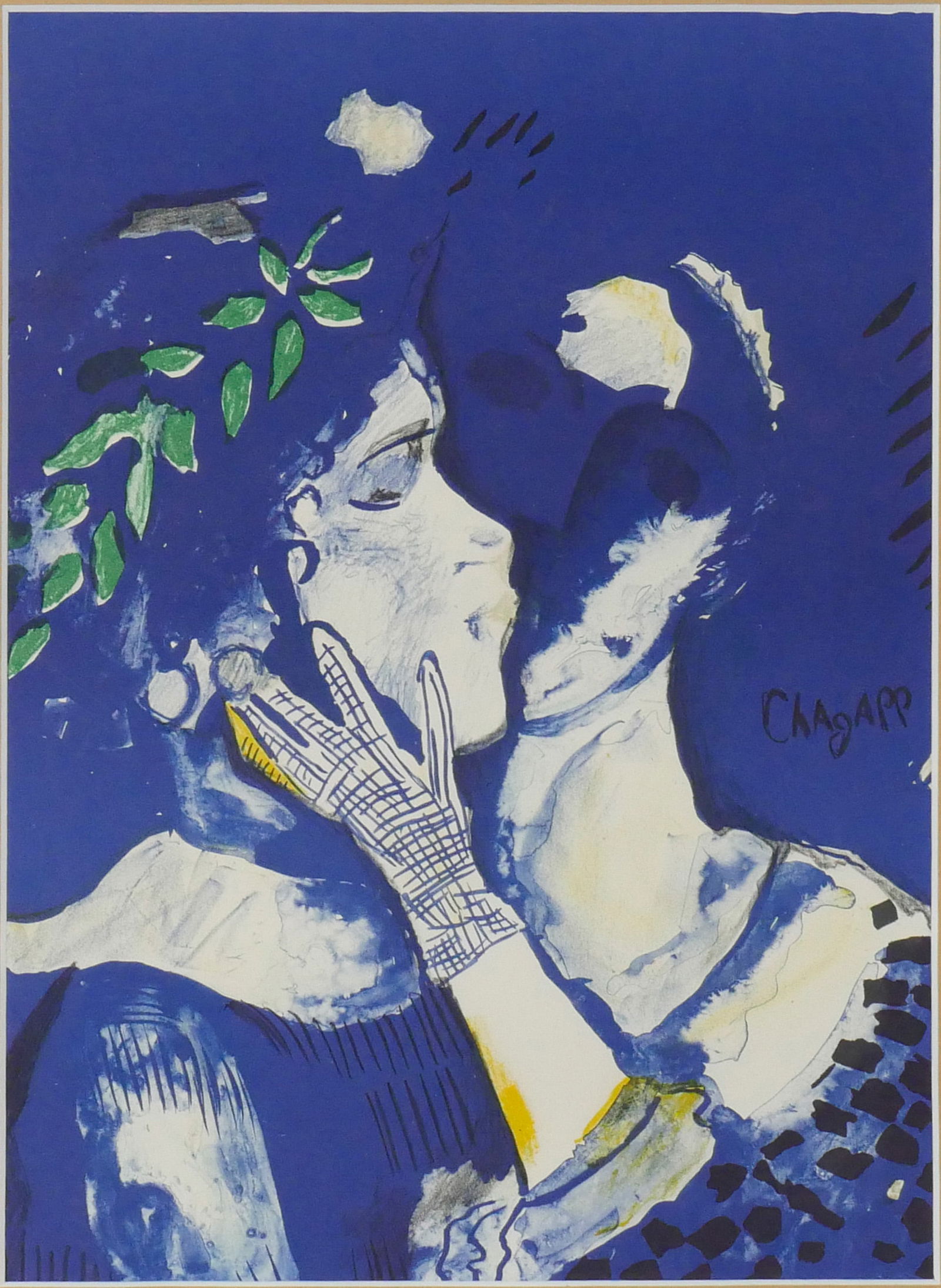 Marc Chagall, French/Russian 1887-1985, Daphne & Chloe, Lithograph: Marc ChagallFrench/Russian, 1887-1985Daphne & ChloeLithographAs published probably for Derrier le Mirroir, signed in the plate.Sight: 10 1/2 x 7 1/2 in. (26.7 x 19.1 cm.), Frame: 16 3/4 x 13 3/4 in. (