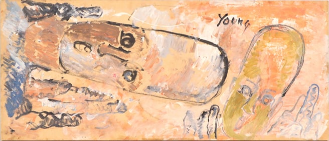 Purvis Young, American 1943-2010, Untitled, Oil on MDF Board