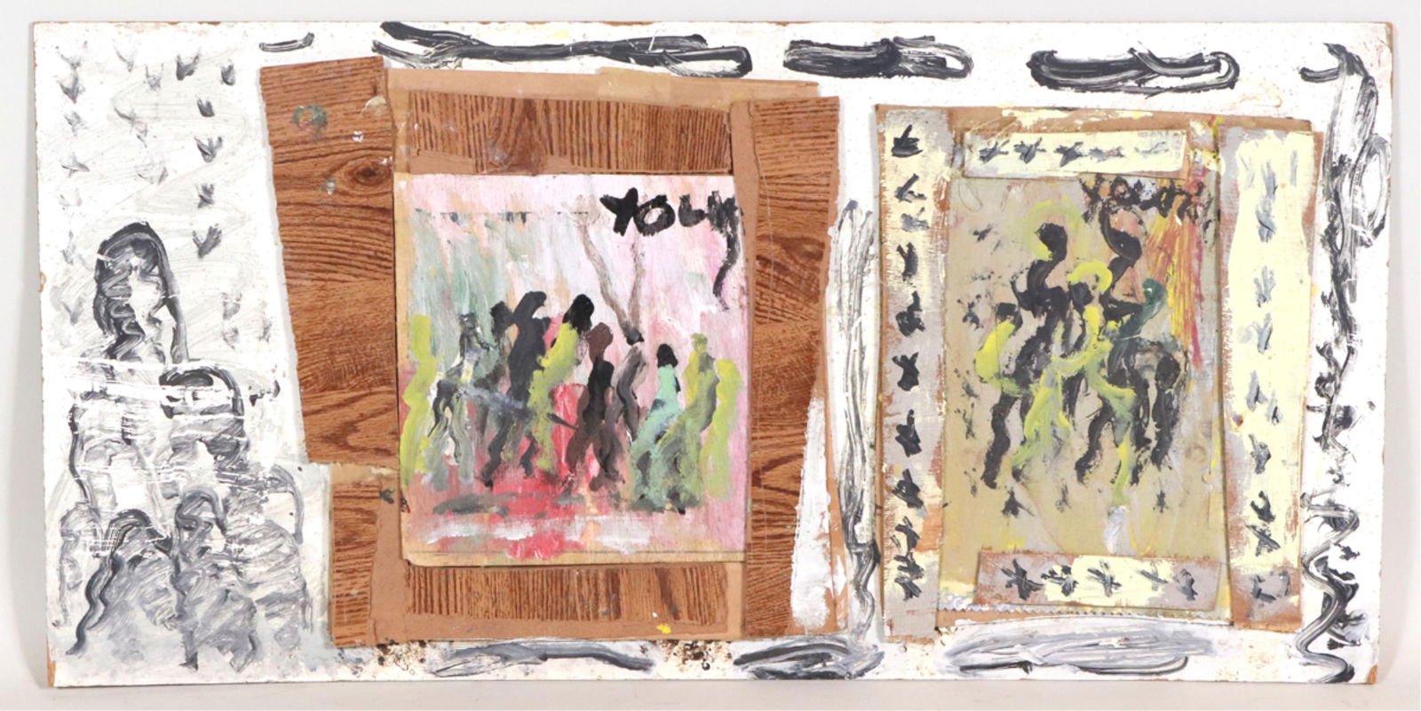 Purvis Young, American 1943-2010, Two Untitled Works, Mixed Media (1 of 11)
