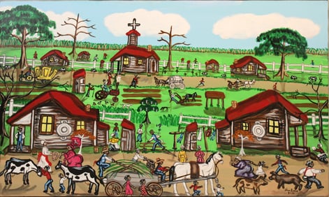Alvin Batiste, American 1962-, Plantation Scene, Acrylic on Canvas