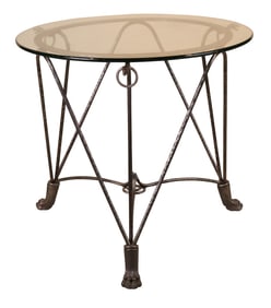 Contemporary Metal and Glass Top Center Table