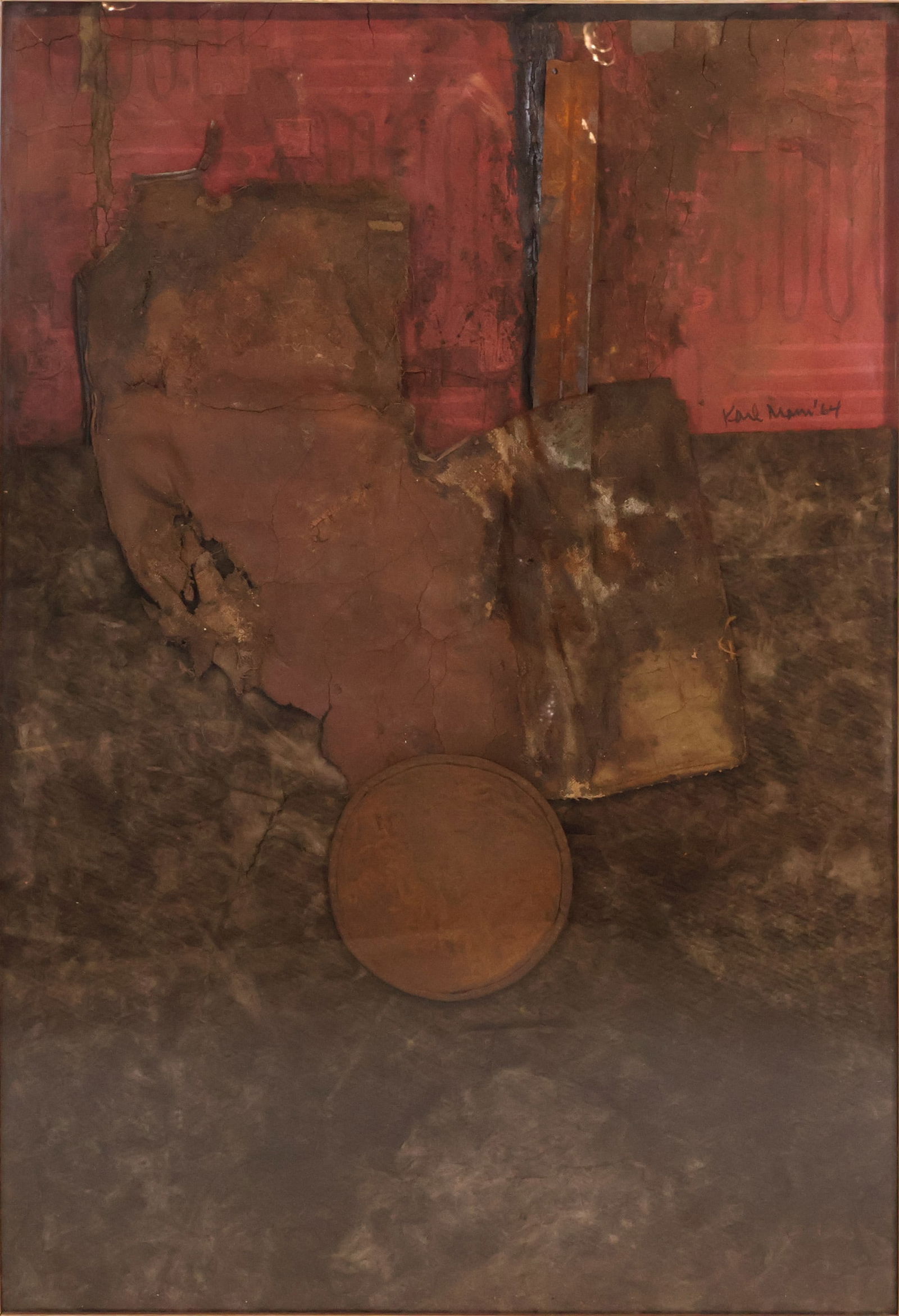 Karl Mann, 1930-, Surrealist Assemblage, Mixed Media: Karl Mann1930-Surrealist AssemblageMixed MediaSigned and dated '64.Sight: 51 1/4 x 35 1/4 in. (130.2 x 89.5 cm.), Frame: 53 1/2 x 37 1/2 in. (135.9 x 95.3 cm.)