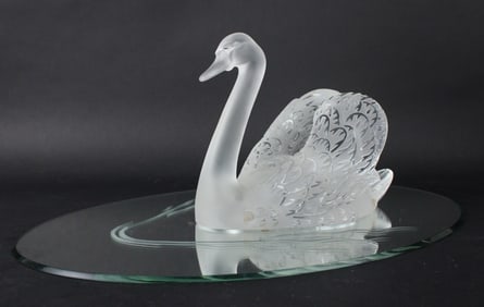 Lalique Head Up Swan Sculpture
