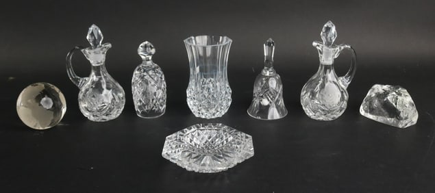 Eight Colorless Glass Table Articles