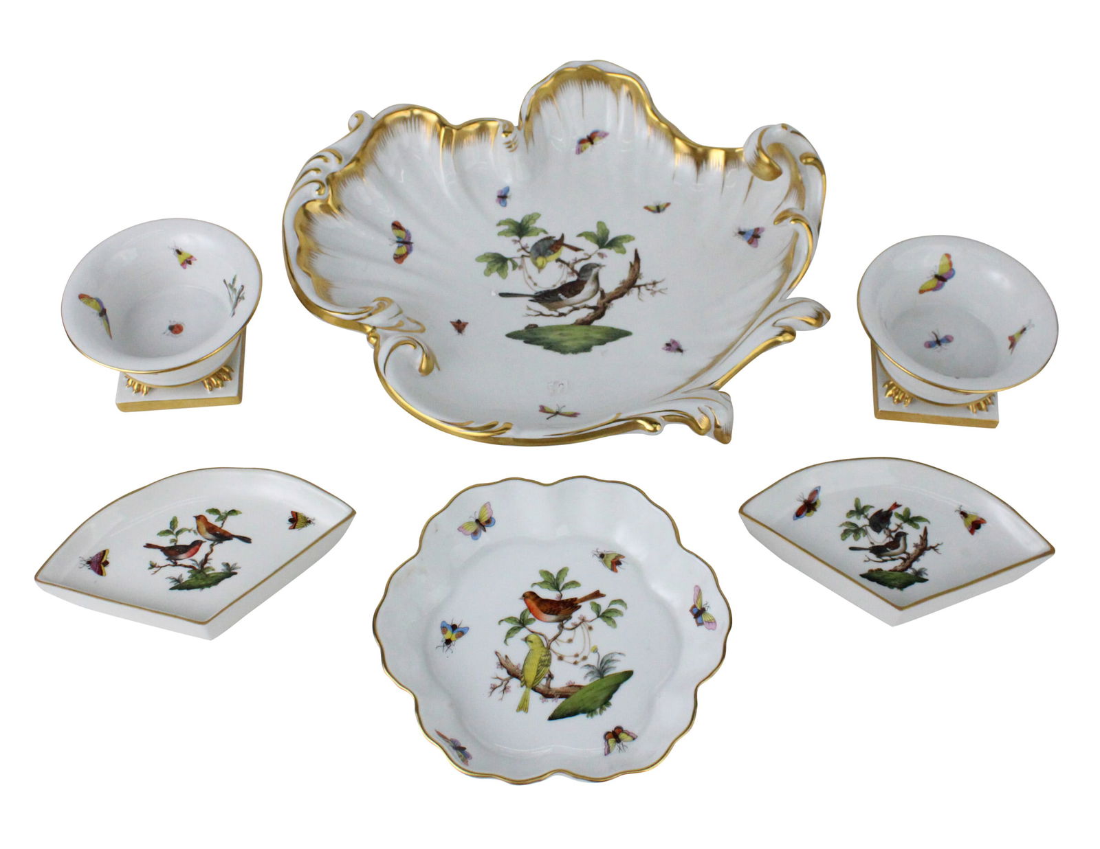Six Herend Rothschild Bird Pattern Table Articles (1 of 12)