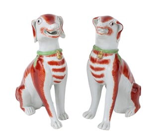 Two Similar of Chinese Export Seated Hounds