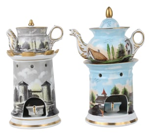 Two Porcelain Veilleuse Teapots