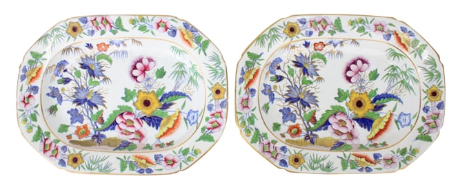 Two Britannicus Dresden Floral Ironstone Platters