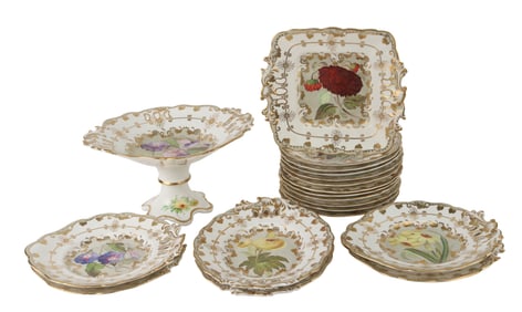 Davenport Floral and Gilt Decorated Dessert Set