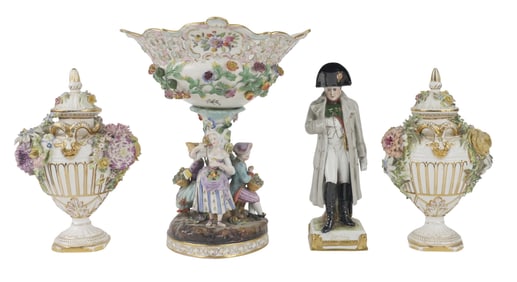Pair of Meissen Style Covered Urns
