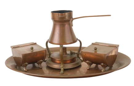 Joseph Heinrichs Bronze & Sterling Silver Turkish Coffee Service