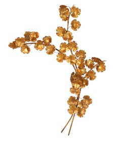 Art Deco Gilt-Metal Leafy Branch Wall Hanging