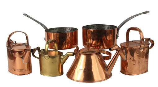 Six Brass and Copper Kitchen Articles