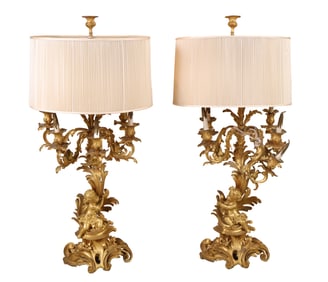 Pair of Louis XV Style Ormolu Table Lamps