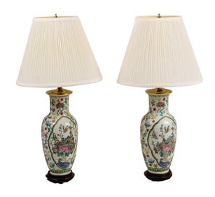 Pair of Chinese Famille Rose Vases