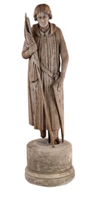 Carved Wood Figure of a Crusader