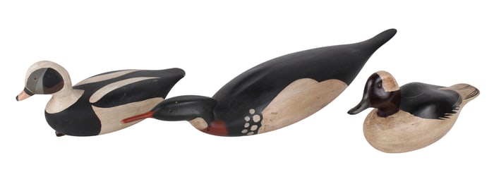 Three Carved and Painted Wood Duck Decoys