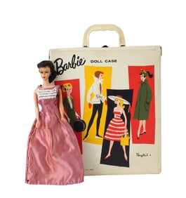 Barbie Doll Case with Vintage Brunette Barbie