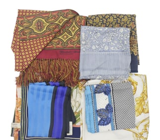 Emilio Pucci Blue and Black Silk Scarf