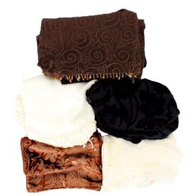Seven Silk and Velvet Scarfs
