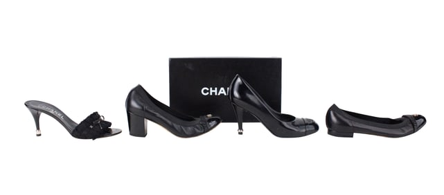 Four Pairs of Chanel Black Shoes
