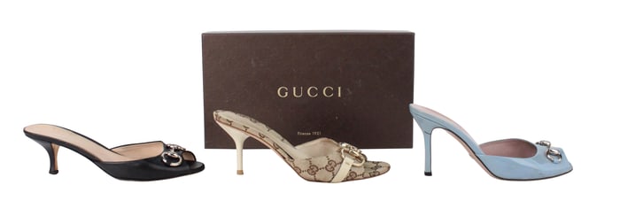 Three Pairs of Gucci Mules