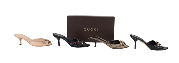 Four Pairs of Gucci Mules