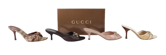 Four Pairs of Gucci Mules
