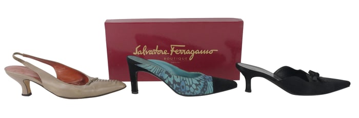 Three Pairs of Salvatore Ferragamo Heels