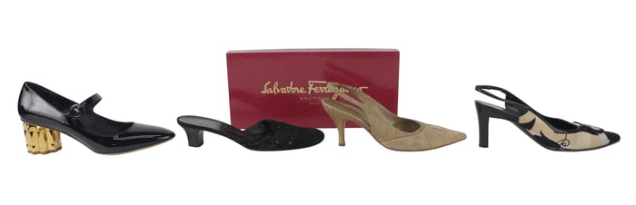 Four Pairs of Salvatore Ferragamo Heels
