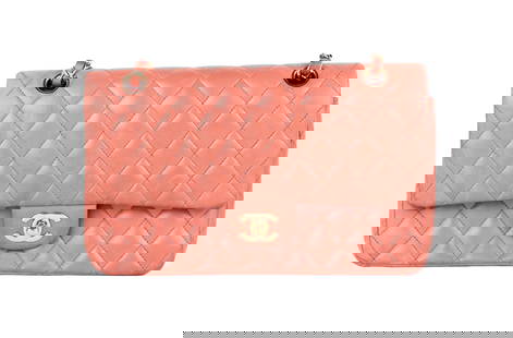Chanel Double Flap Quilted Leather Handbag: Chanel Double Flap Quilted Leather HandbagCoral leather, authenticity card, serial number 10661586. This bag has been authenticated.Pen marks to inside, wear, surface distress, discoloration.Provenanc