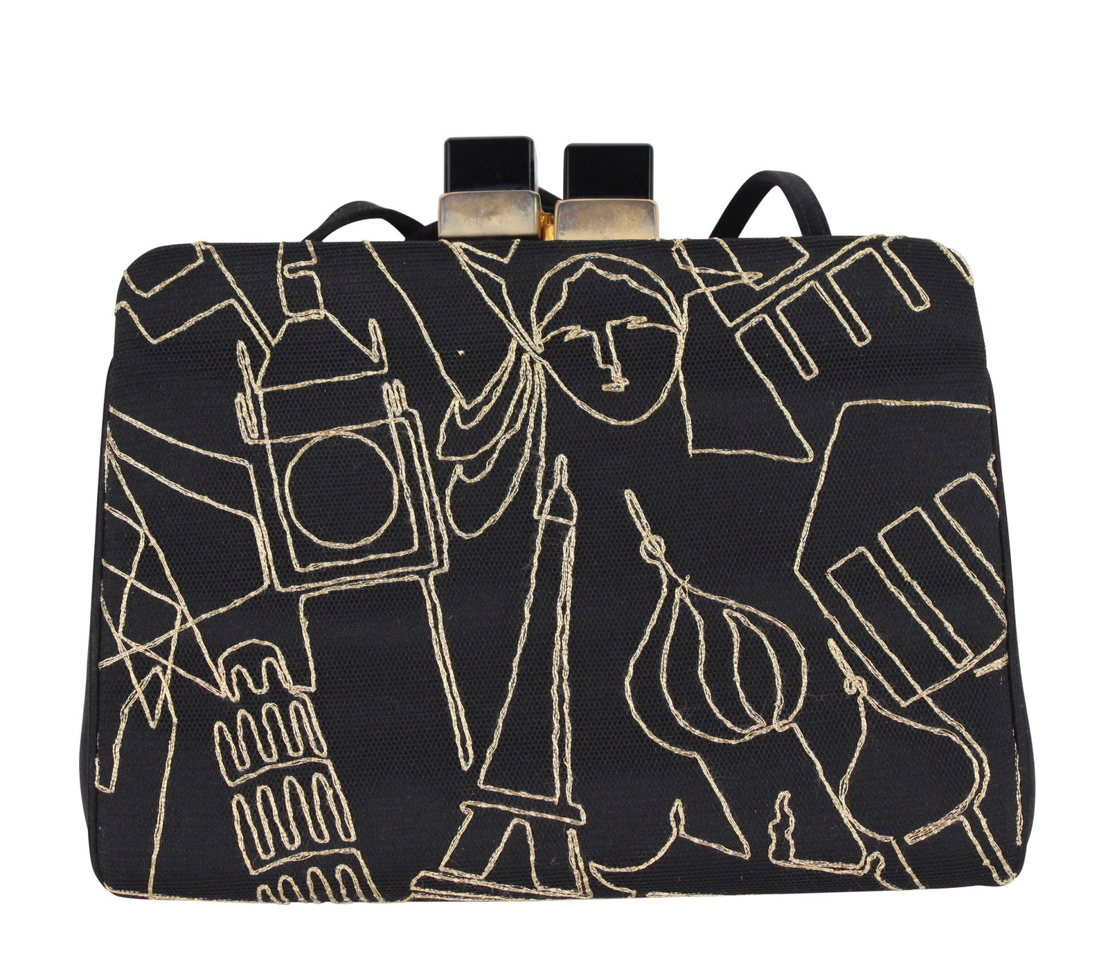 Judith Leiber Black Embroidered Evening Bag (1 of 5)