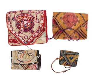 Four Indian Beaded and Woven Bags