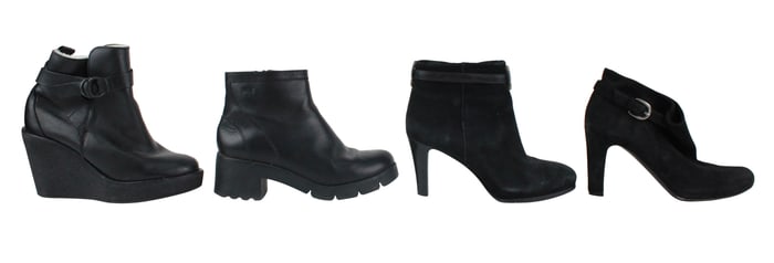 Four Pairs of Designer Black Ankle Boots