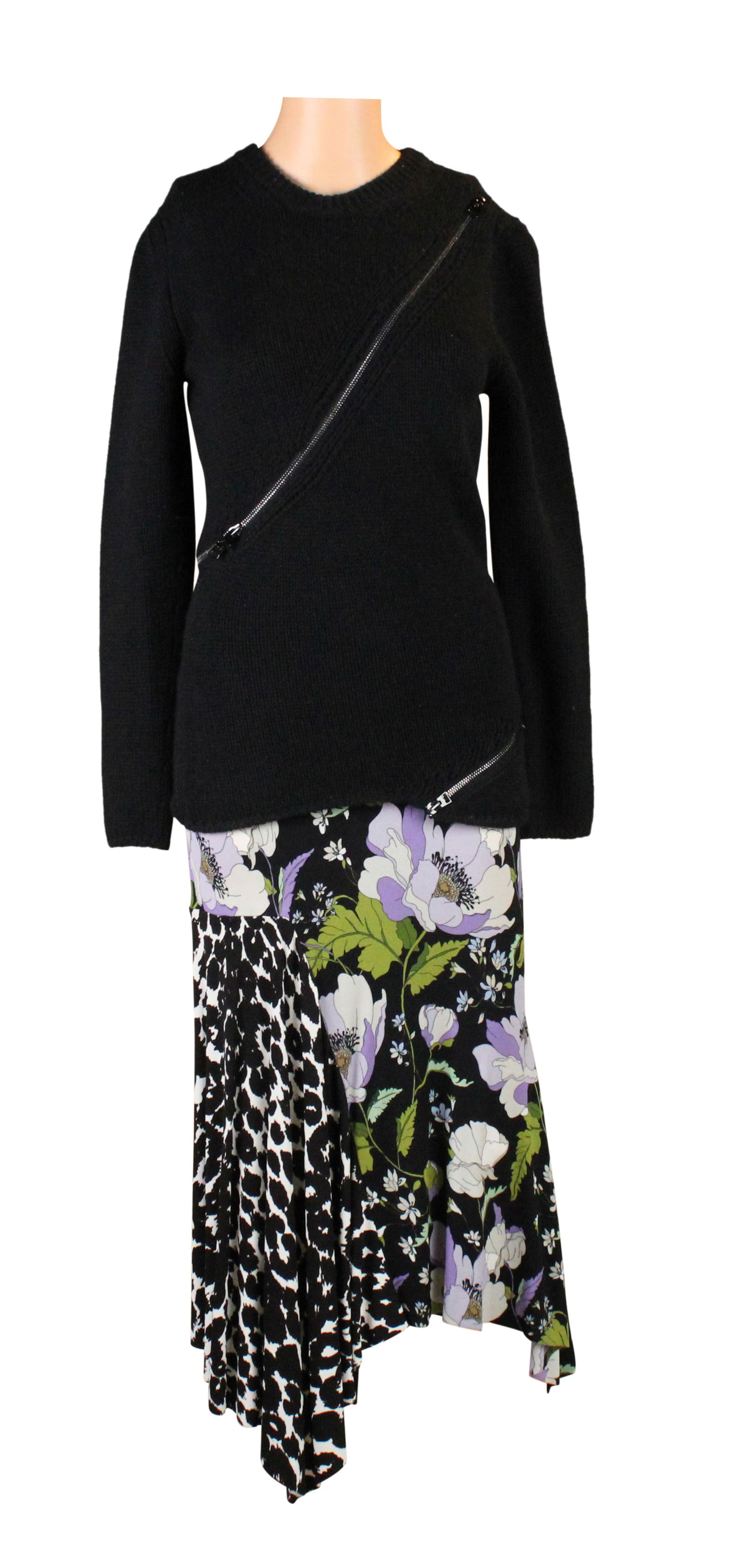 Tom Ford Black Sweater & Floral Print Skirt (1 of 7)